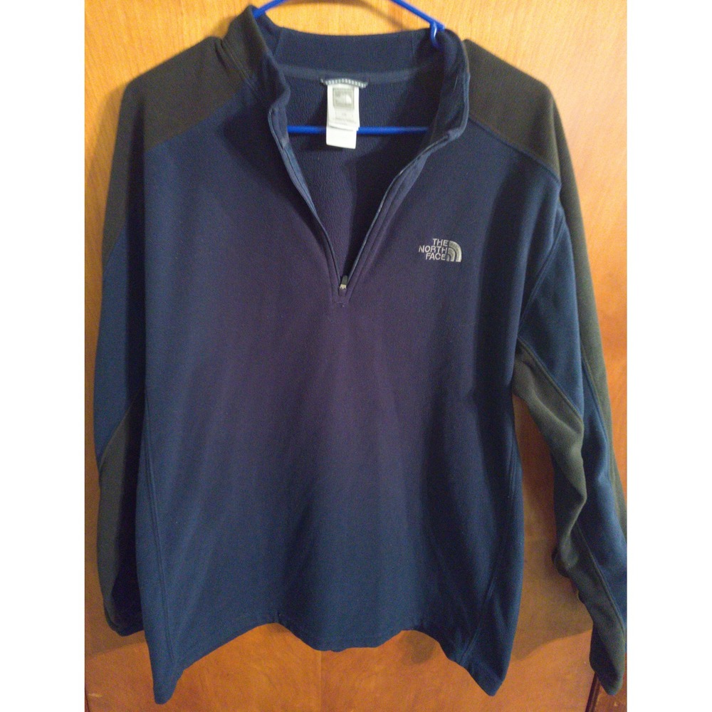 The North Face Mens Pullover Fleece Quarter Zip Long Sleeve Blue Green L